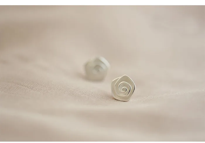 S925 Sterling Silver Spiral Flower Sterling Silver Stud Earrings - Image 4