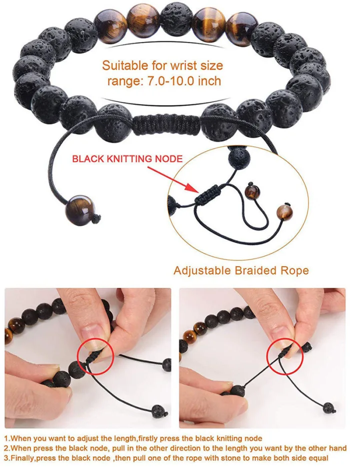 Tiger Eye Couple Bracelets Matte Black Agate Beads Bracelet - Image 2