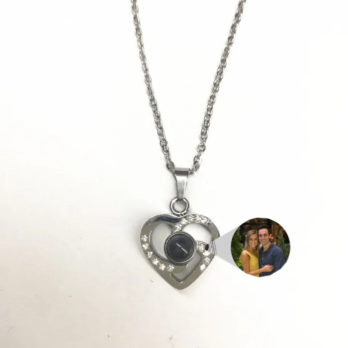 S925 Silver Romantic Colorful Photo Projection Necklace Heart Shaped Pendant Necklace - Image 12