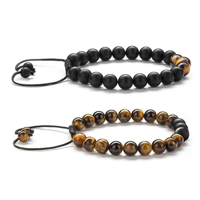 Tiger Eye Couple Bracelets Matte Black Agate Beads Bracelet - Image 18