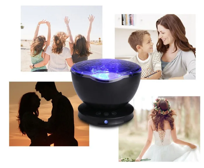 Ocean Wave Projector LED Night Light Remote Control TF Cards Music Player Speaker Aurora Projection - Image 5