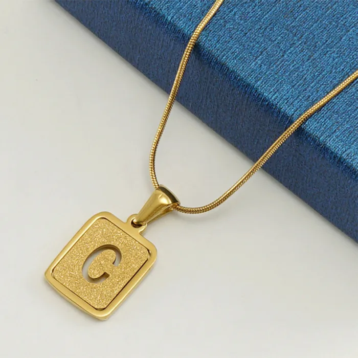 Alphabet Necklace 26 Letters Hollow Out Square 18K Necklace Fashion Jewelry - Image 8