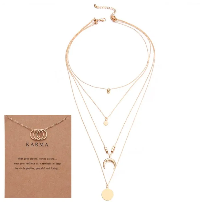 Multi-layer Moon Pendant Necklaces for Women Bohemian Wafer Elegant Necklace - Image 9