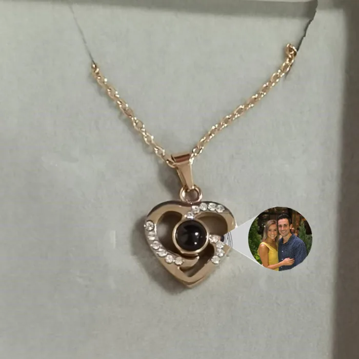 S925 Silver Romantic Colorful Photo Projection Necklace Heart Shaped Pendant Necklace - Image 14