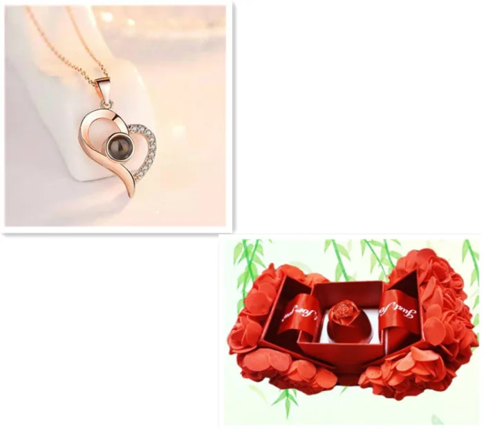 Hot Valentine's Day Gifts Metal Rose Jewelry Gift Box Necklace For Wedding Girlfriend Necklace Gifts - Image 42