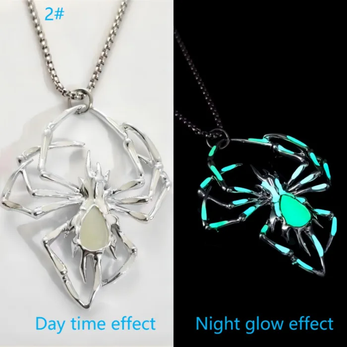 Halloween Creative Stereo Luminous Spider Necklace Jewerly Glowing Night Fluorescence Antique Vintage Glow In The Dark For Men Women Gift Party Halloween Day Club - Image 6