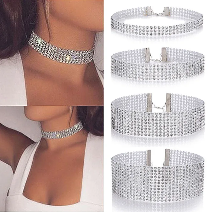 Fashion Women Full Crystal Rhinestone Choker Necklace Wedding Jewelry Chokers Necklaces For Women