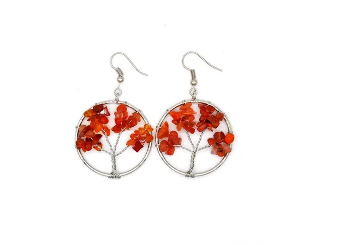 Natural Crystal Crushed Stone Tree Wishing Tree Earrings Crystal Tree Earrings Jewelry - Image 5