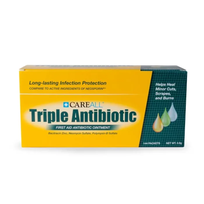 CareAll Triple Antibiotic Ointment 0.9gr (144 Pack) Foil Packet, First Aid for Minor Cuts, Scrapes, and Burns. Prevents Infection. Contains Bacitracin Zinc, Neomycin Sulfate, Polymyxin B Sulfate 0.9 Gram (Pack of 144) - Image 7