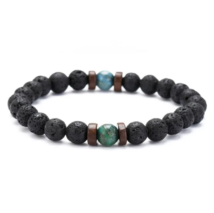 Personality Men's Black Volcanic Stone Bracelet - Image 6