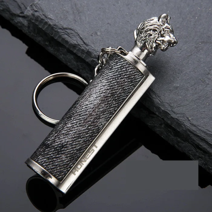 Creative Metal Keychain Lighter Wild Fire Ten Thousand Times Use Kerosene Lighters Gifts For Men - Image 23