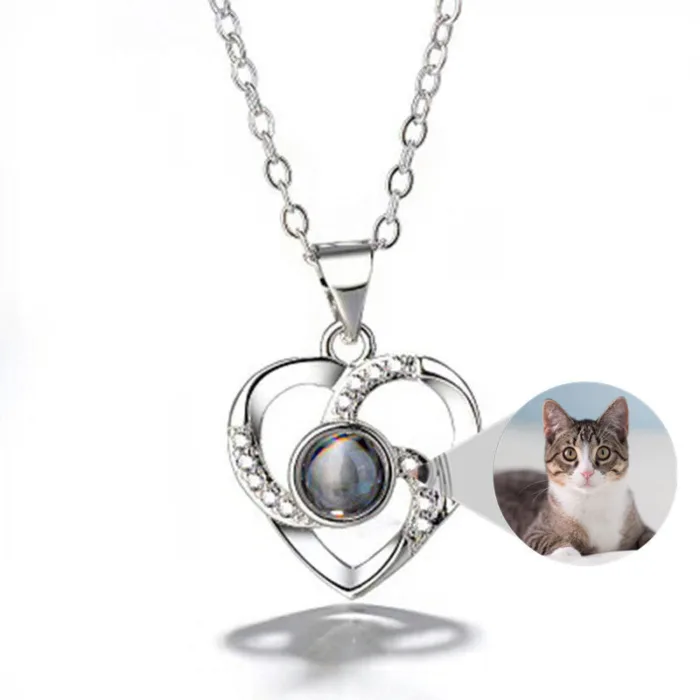 S925 Silver Romantic Colorful Photo Projection Necklace Heart Shaped Pendant Necklace - Image 10