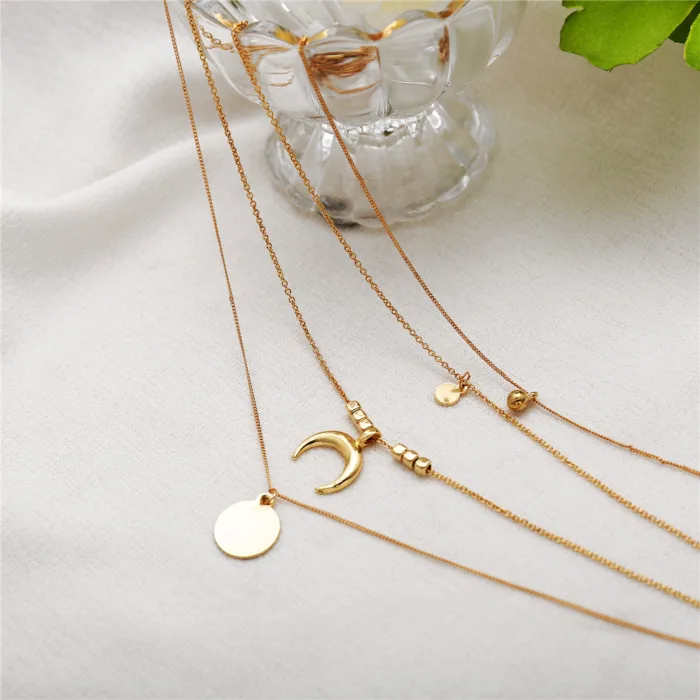 Multi-layer Moon Pendant Necklaces for Women Bohemian Wafer Elegant Necklace - Image 6