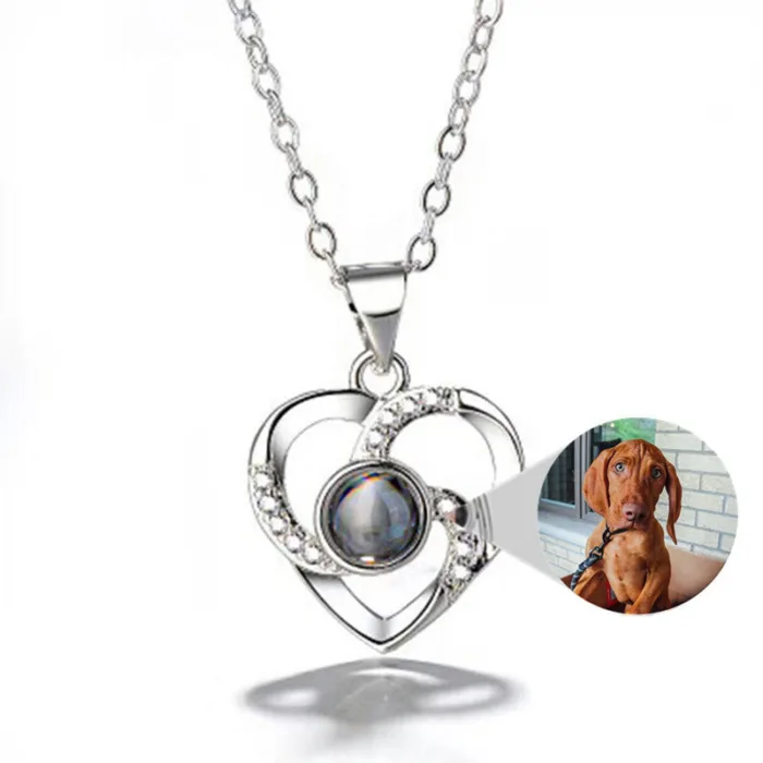 S925 Silver Romantic Colorful Photo Projection Necklace Heart Shaped Pendant Necklace - Image 9