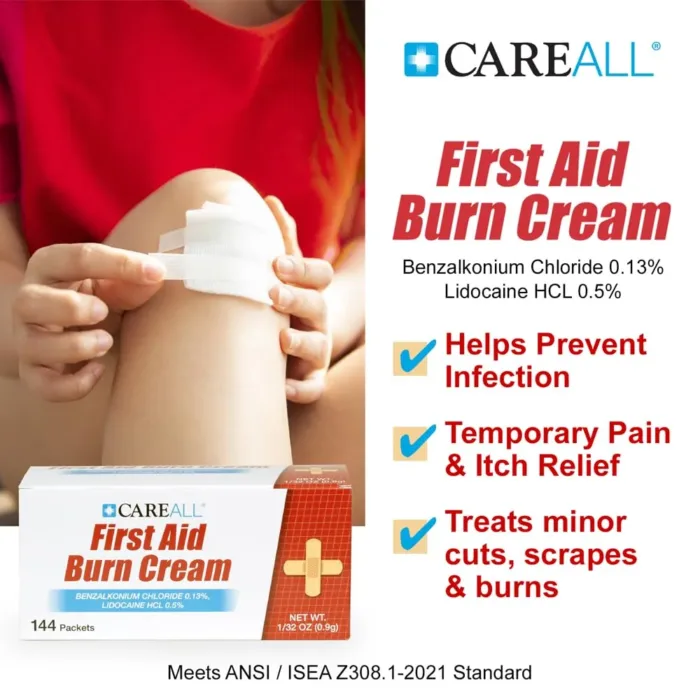 CareAll First Aid Burn Cream 0.9g Packets (Pack of 144) Pain Relieving First Aid Cream for Temporary Relief of Pain from Minor Burns, Cuts, and Scrapes with Benzalkonium Chloride and Lidocaine HCI - Image 3