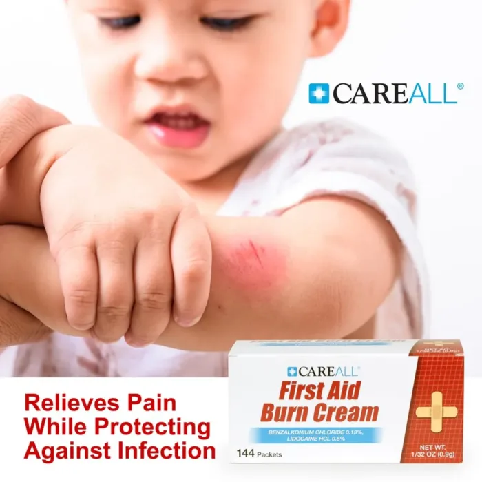 CareAll First Aid Burn Cream 0.9g Packets (Pack of 144) Pain Relieving First Aid Cream for Temporary Relief of Pain from Minor Burns, Cuts, and Scrapes with Benzalkonium Chloride and Lidocaine HCI - Image 2