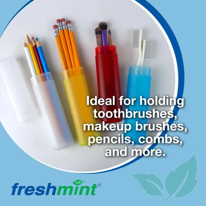 (Pack of 100) Freshmint Toothbrush 2 Piece Holder Individually Wrapped Variety of Colors (Yellow, Blue, Clear, Red) - Image 2