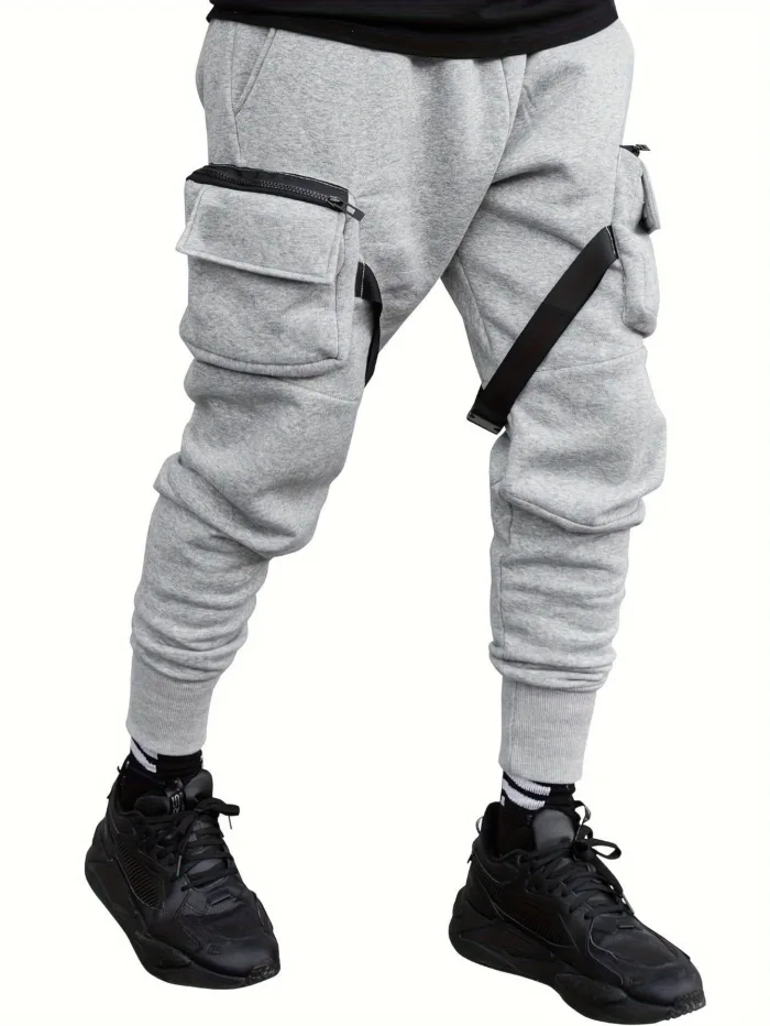 European Hip Hop Multi-pocket Ankle-tied Trousers - Image 6