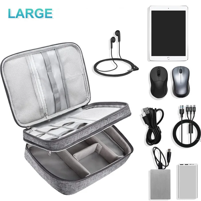 Electronics Organizer Travel Cable Organizer Bag Waterproof Portable Digital Storage Bag Electronic Accessories Case Cable Charger Organizer Case Multifunctional Waterproof Storage Bag - Image 2