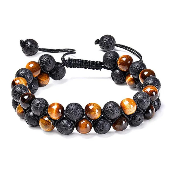 Tiger Eye Couple Bracelets Matte Black Agate Beads Bracelet - Image 7