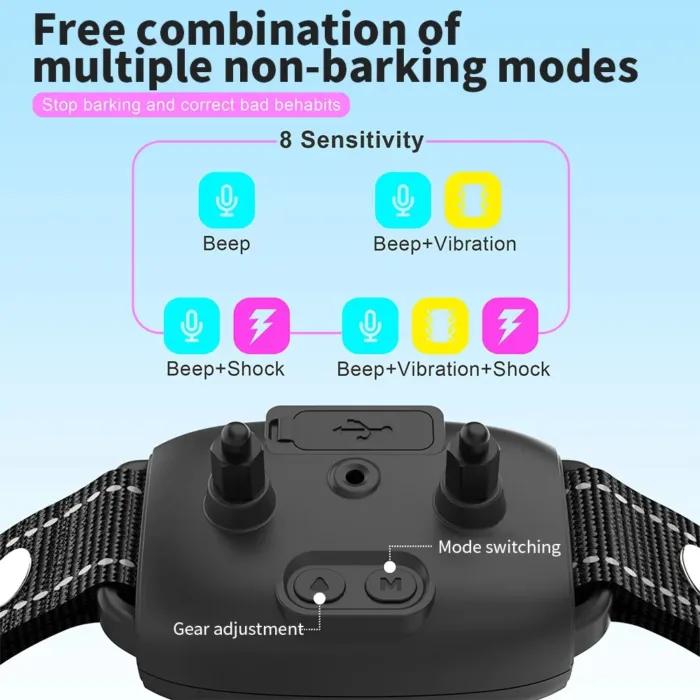 Smart Automatic Anti Barking Dog Collar Rechargeable Bark Stopper Stop Barking HD Digital Display IP67 Waterproof Collar For Dogs Pet Products - Image 4