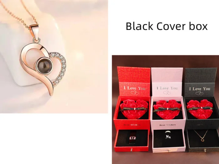 Hot Valentine's Day Gifts Metal Rose Jewelry Gift Box Necklace For Wedding Girlfriend Necklace Gifts - Image 38