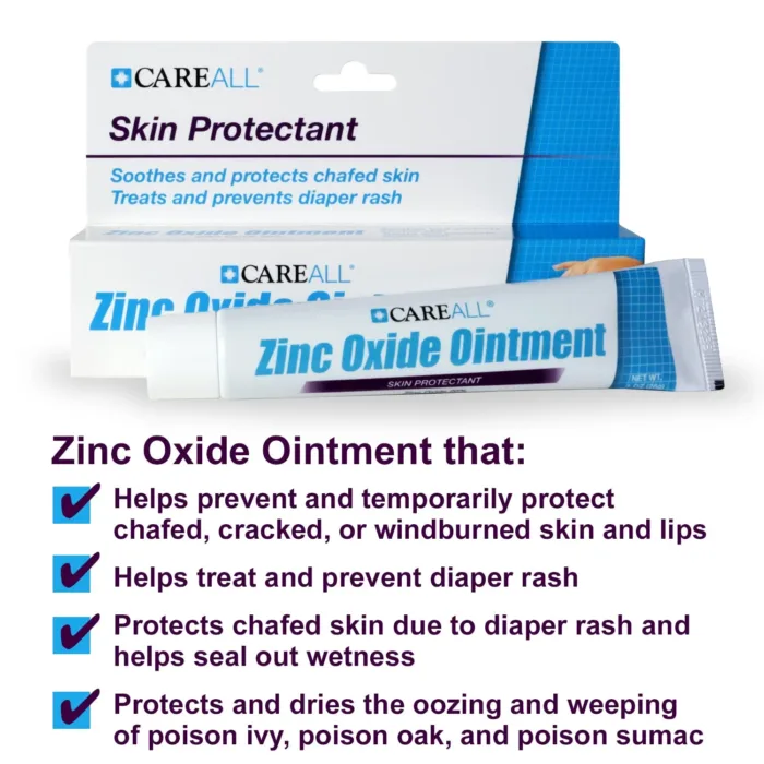 CareAll Zinc Oxide 20% Skin Protectant Barrier Ointment 2 oz (3 Pack), Relieves, Treats and Prevents Minor Skin Irritations due to Diaper Rash. Helps Seal Out Wetness. Protects Chafed Skin. - Image 4