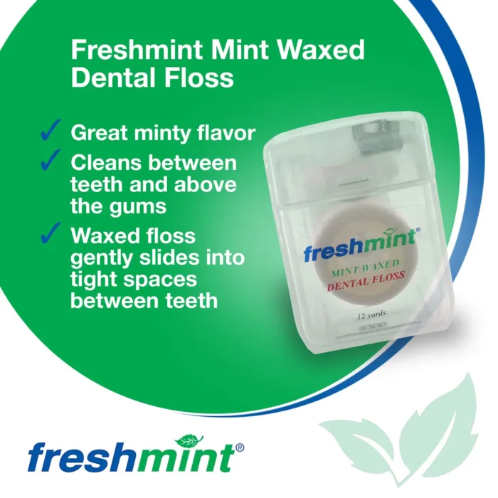 12 Spools of Freshmint® 12 Yards Mint Waxed Dental Floss - Image 2