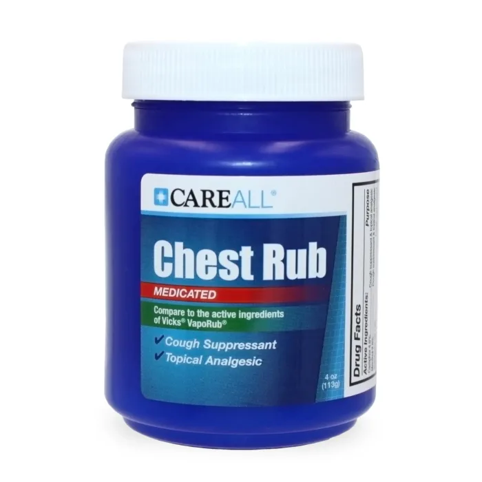 CareAll Medicated Chest Rub 4 oz. Topical Analgesic and Cough Suppressant. Provides Relief to Throat, Chest and Sinuses from Cough, Cold, and Congestion