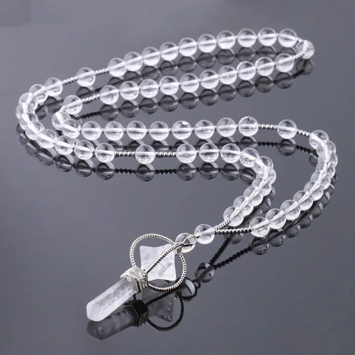 Natural White Crystal Column Natural Stone Necklace - Image 9