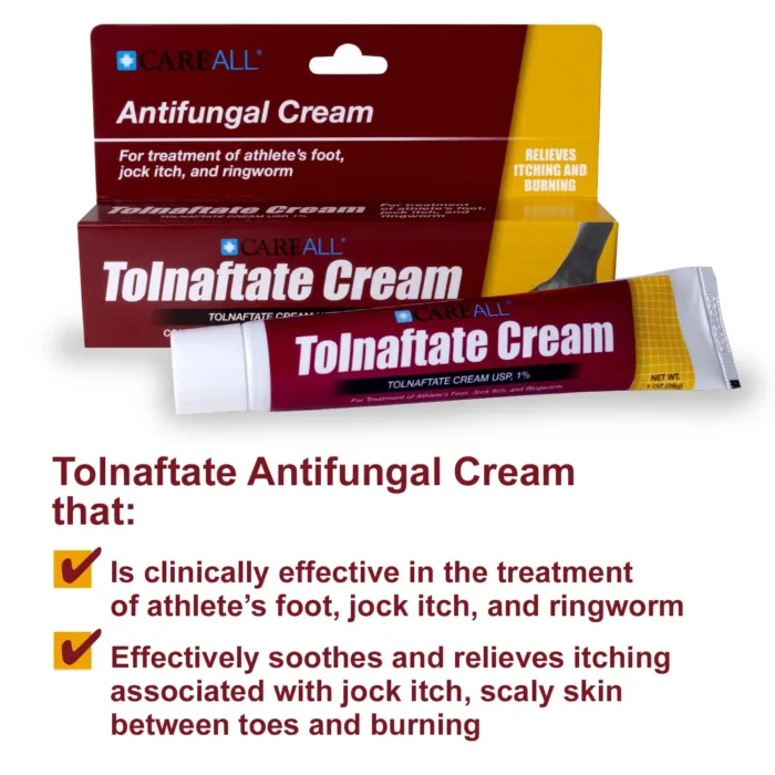 CareAll Tolnaftate Cream USP 1%, 1.0 oz. Tube (4 Pack), Effective Antifungal Treatment and Itch Relief for Athlete’s Foot, Jock Itch, Ringworm, Compare to Leading Brand - Image 4