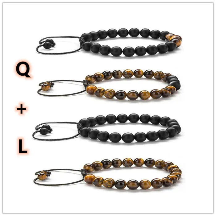 Tiger Eye Couple Bracelets Matte Black Agate Beads Bracelet - Image 12