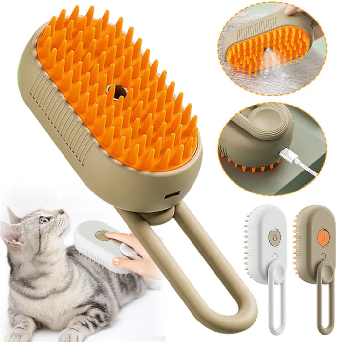 Cat Steam Brush Steamy Dog Brush 3 In 1 Electric Spray Cat Hair Brushes For Massage Pet Grooming Comb Hair Removal Combs Pet Products - Image 2