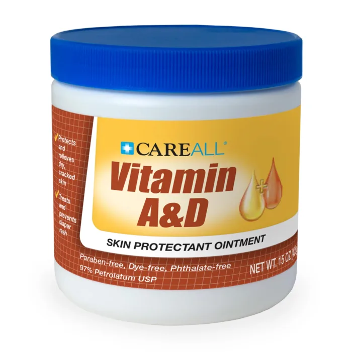 CareAll Vitamin A&D Ointment 15 oz. Helps Treat and Prevent Diaper Rash. Protects Chafed Skin Associated with Cold Weather, Rashes, Seals Out Wetness. Protects Minor Cuts, Scrapes, Burns