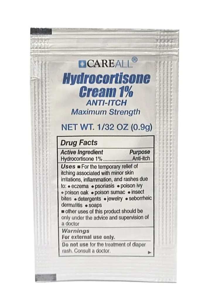 CareAll Hydrocortisone Cream 1% (25 Pack), 0.9gr Foil Packet, Maximum Strength Formulation, Anti-Itch Rash Skin Cream Relieves Itching, Redness, Eczema, Insect Bites, Poison Ivy, and Psoriasis - Image 4