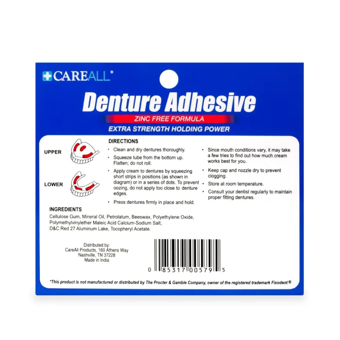 CareAll Denture Adhesive 0.85 oz. (Pack of 6), Zinc Free Formulation, Original Maximum Hold, Contains Natural Ingredients. Travel Size Bulk Value Pack - Image 5