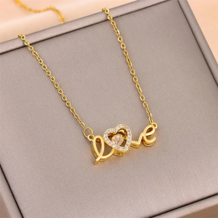 Valentines Day Gift New Titanium Steel Necklace Fashion New Love Smart Necklace Female Clavicle Chain Fashion Jewelry Woman - Image 4