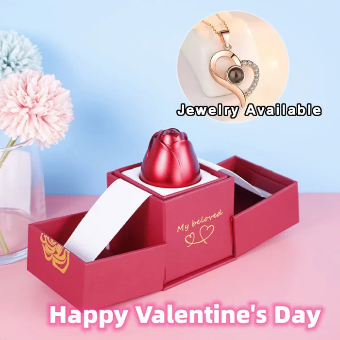 Hot Valentine's Day Gifts Metal Rose Jewelry Gift Box Necklace For Wedding Girlfriend Necklace Gifts - Image 2