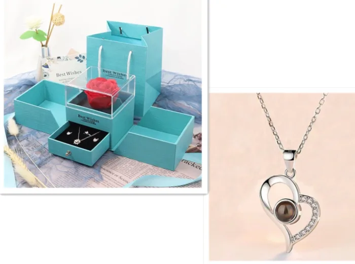 Hot Valentine's Day Gifts Metal Rose Jewelry Gift Box Necklace For Wedding Girlfriend Necklace Gifts - Image 21