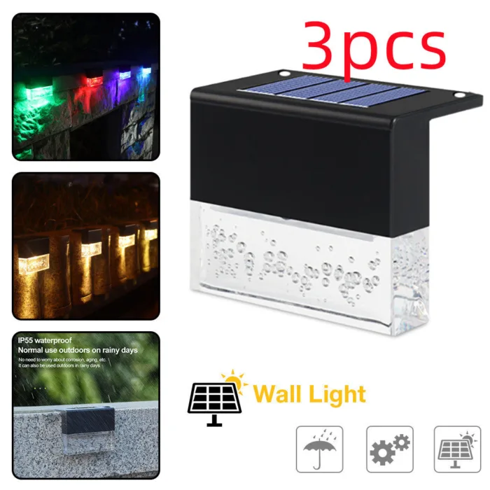 Waterproof New RGB LED Solar Light Step Fence Light - Image 10