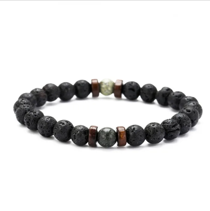 Personality Men's Black Volcanic Stone Bracelet - Image 5