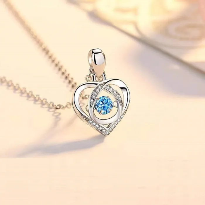 S925 Beating Heart-shaped Necklace Women Luxury Love Rhinestones Necklace Jewelry Gift For Valentine's Day - Image 8