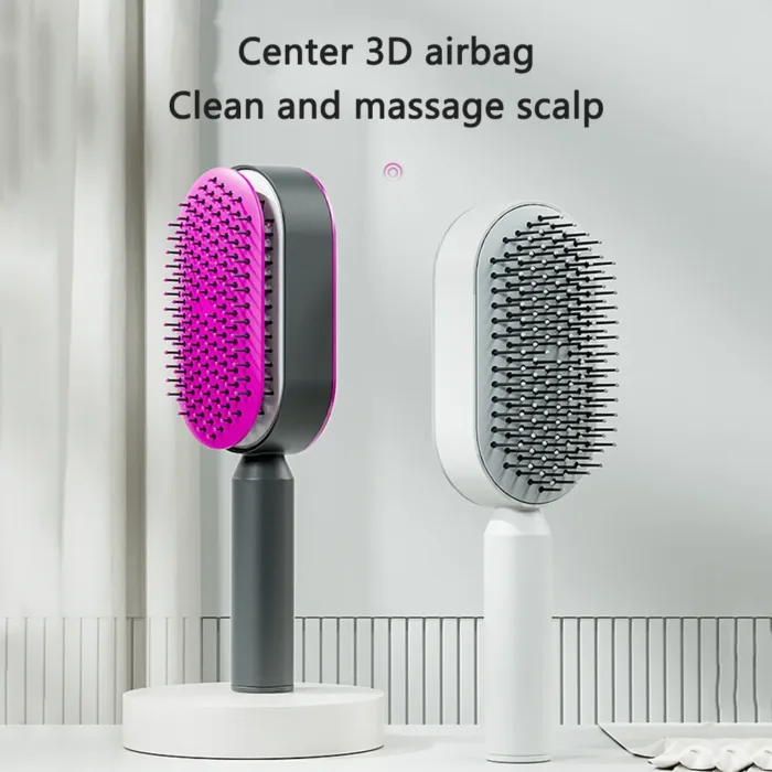 Self Cleaning Hair Brush For Women One-key Cleaning Hair Loss Airbag Massage Scalp Comb Anti-Static Hairbrush - Image 4