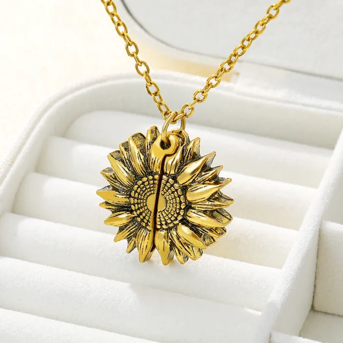 You Are My Sunshine Sunflower Necklace Women Men - Image 4