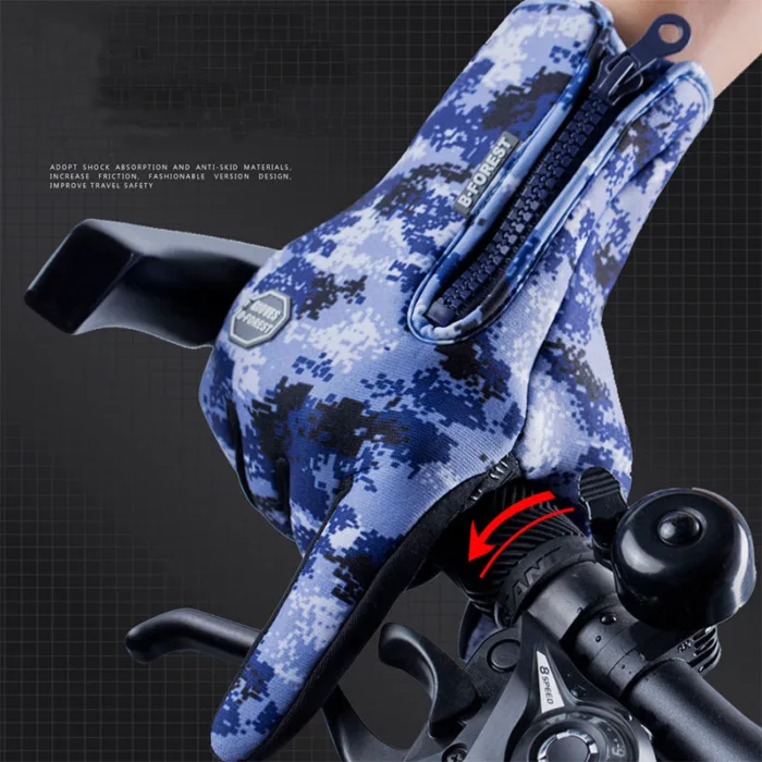 Winter Gloves Touch Screen Riding Motorcycle Sliding Waterproof Sports Gloves With Fleece - Image 4