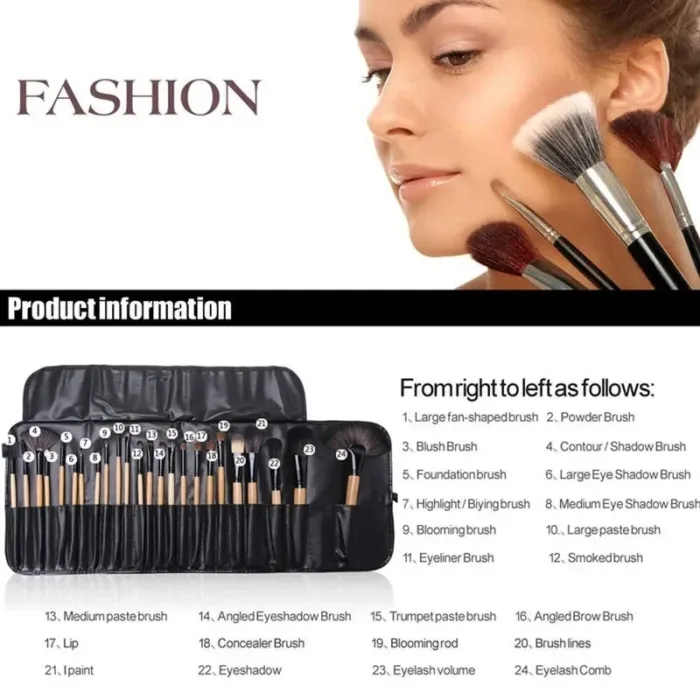 Gift Bag Of 24 Pcs Makeup Brush Sets Professional Cosmetics Brushes Eyebrow Powder Foundation Shadows Pinceaux Make Up Tools - Image 3