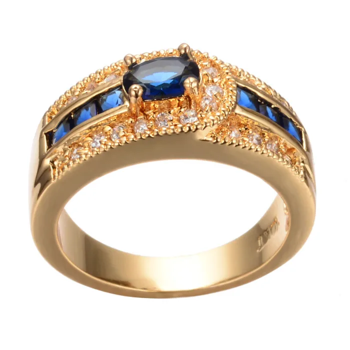 Fashion OL Women's 18k Plated Blue Zircon Ring - Image 4