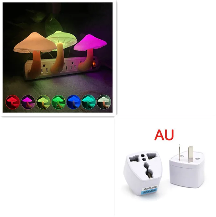 LED Night Light Mushroom Wall Socket Lamp EU US Plug Warm White Light-control Sensor Bedroom Light Home Decoration - Image 21