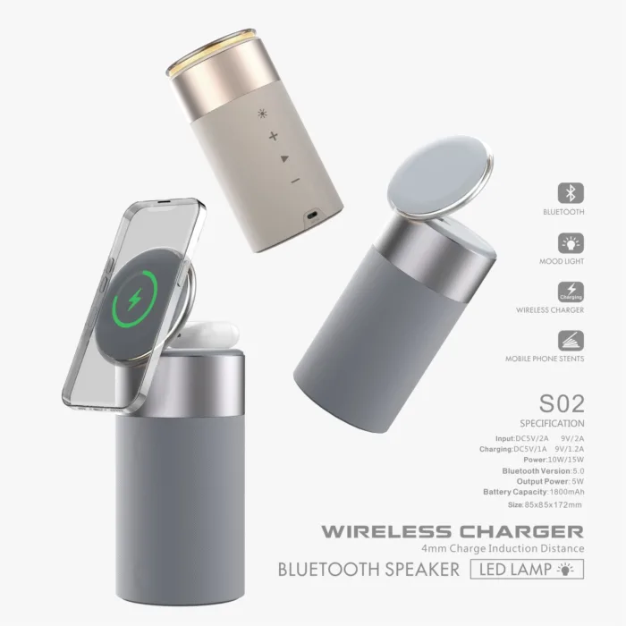 3 In 1 Multi-Function IPhone And AirPods Wireless Charger Portable Bluetooth Speaker With Touch Lamp For Home And Office - Image 3