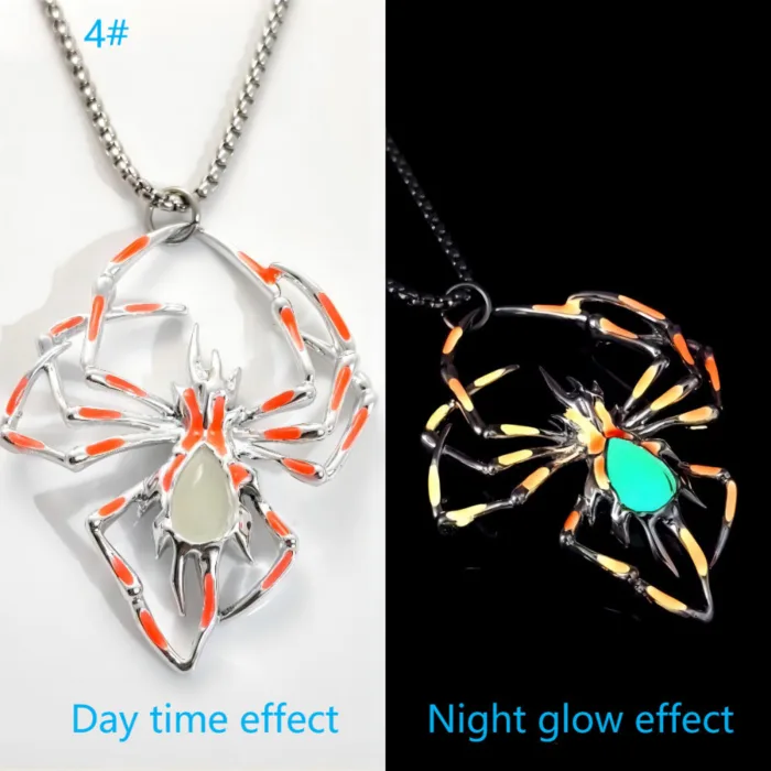 Halloween Creative Stereo Luminous Spider Necklace Jewerly Glowing Night Fluorescence Antique Vintage Glow In The Dark For Men Women Gift Party Halloween Day Club - Image 8